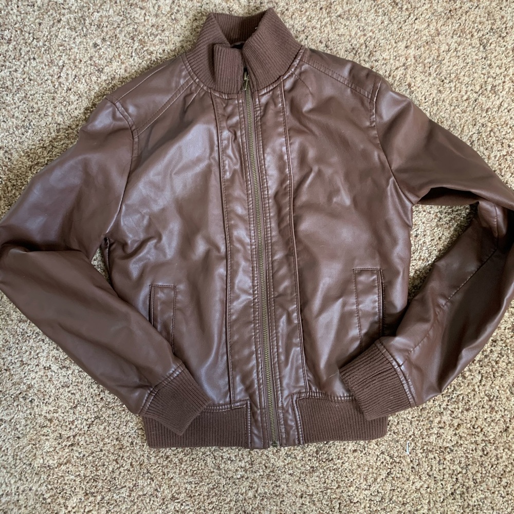 Brown leather jacket